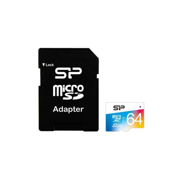 کارت حافظه microSDXC سیلیکون پاور مدل Color Elite کلاس 10 استاندارد UHS-I U1 سرعت 85MBps همراه با آداپتور SD ظرفیت 64 گیگابایت